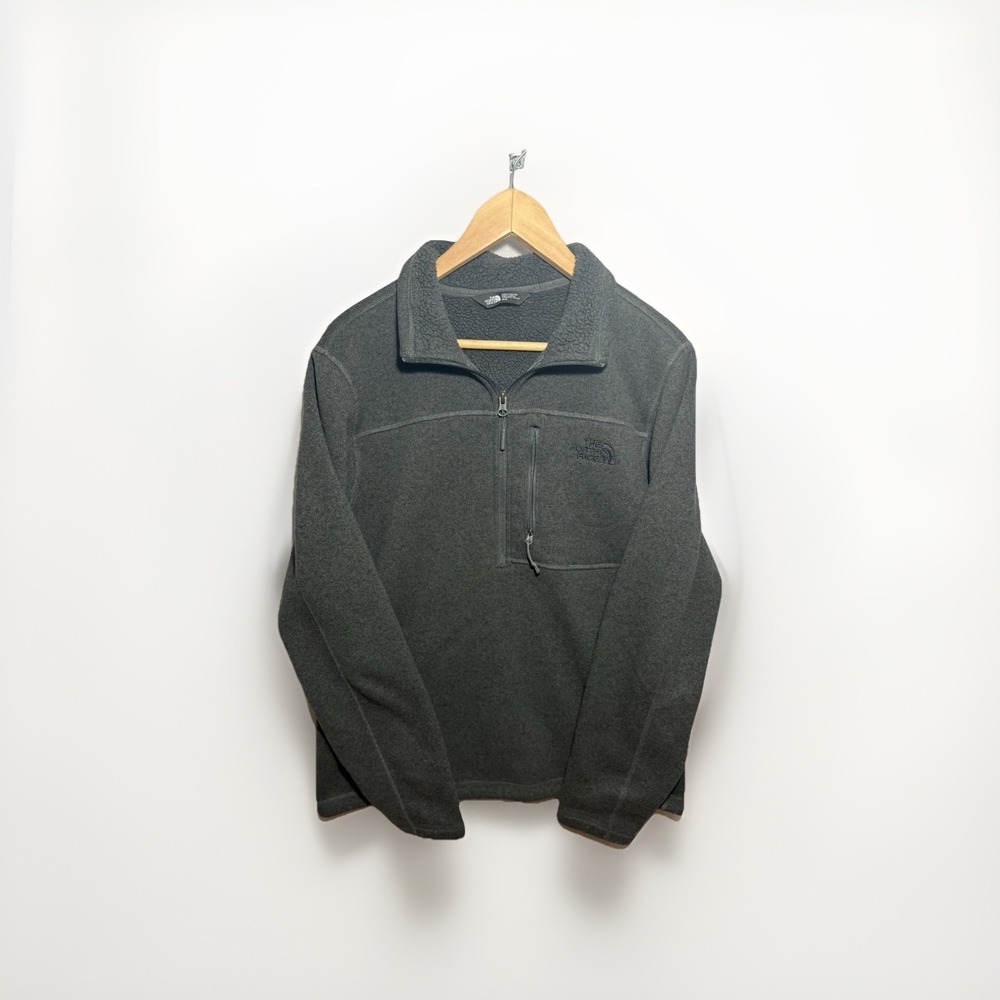The North Face Men's Quarter Zip Fleece Sherpa Pullover Jacket Gray Size Medium